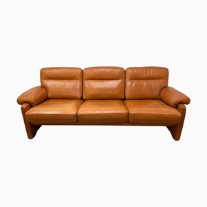 Cognac Leather Sofa with Lounge Chairs and Ottoman from De Sede, 1990s, Set of 4