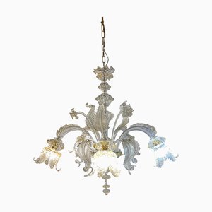Kronleuchter aus klarem und goldenem Glas mit Blumen und Blättern von Simoeng