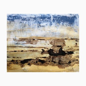 Christian Feltin, The Rocks, Acryl- und Walnussfleck auf Papier, gerahmt