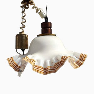Opaline Glass Hanging Lamp, 1950s