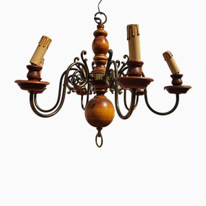 Lustre Vintage en Bois et Métal