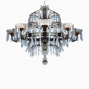 Vintage Italian Chandelier in Iron and Glass