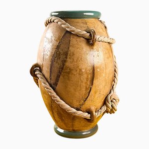 Vintage Vase aus glasierter Terrakotta mit Schnüren von Zaccagnini