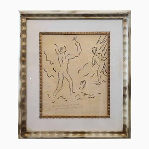 Virgilio Guidi, Spatialist Mother, Tusche auf Papier, gerahmt
