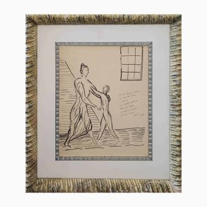 Virgilio Guidi, Spatialist Encounter, Ink on Paper, Framed
