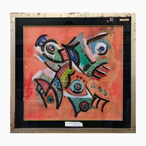 Umberto Mastroianni, Mio Mastroianni, 1975, Painting on Cardboard, Framed
