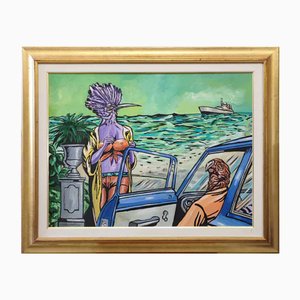 Max Hamlet, Animal Heads, 1995, Acrylic Painting on Canvas, Framed