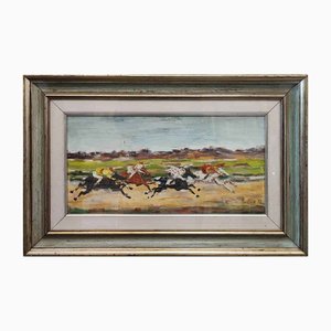 D'après Antonio Bertone, Spring Race, 1979, Peinture à l'Huile sur Toile