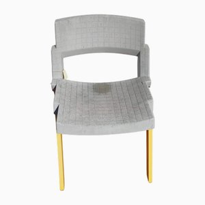 Silla vintage de plástico y hierro, años 70