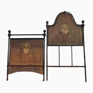 Testata e pediera del letto vintage in ferro battuto