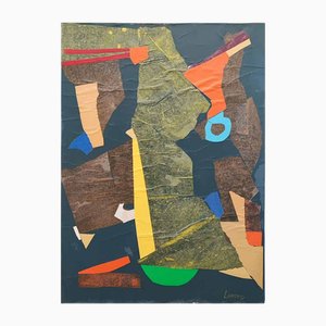 Andre Lanskoy, Komposition, Gouache und Collage auf liniertem Papier