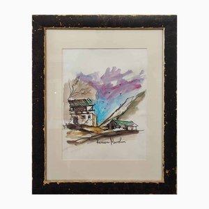 After Romano Mussolini, Mountain Farmhouse with Stable, 2001, Mixed Media