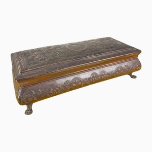 Wooden Jewelery Box in Leather, 1900s