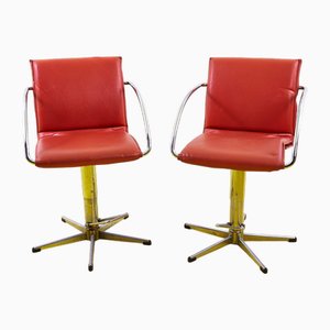 Set Red Imitation Leather Office Armchairs