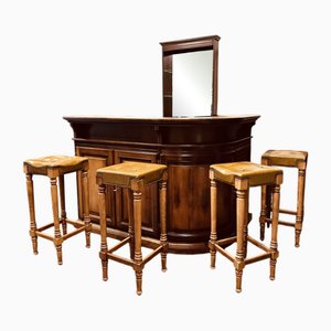 Bar d'Angle avec Tabourets de Bar, Set de 5, Angleterre