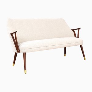 Divano Mid-Century in teak e bouclé, Norvegia, anni '60