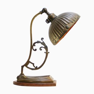 Art Nouveau French Brass Table Desk Light, 1910s