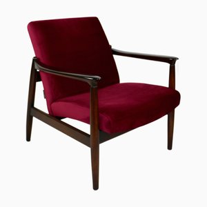 Vintage Burgundy GFM-64 Armchair attributed to Edmund Homa, 1970s