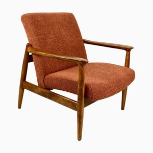 Orange Gold Boucle GFM-64 Armchair attributed to Edmund Homa, 1970s