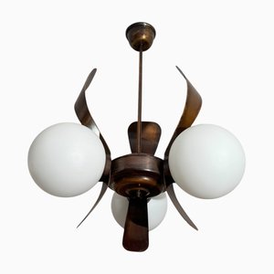 Vintage Copper Plated Three-Arms Sputnik Chandelier, 1970s