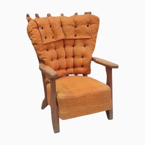 Set of Large Armchair in Oak by Guillerme Et Chambron for Votre Maison, 1950s