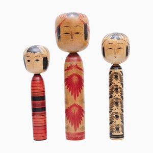 Antique Japanese Kokeshi Dolls, Set of 3