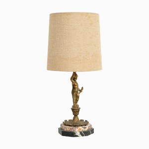 Mid-Century Moderne Tischlampe aus Metall & Marmor, 1950