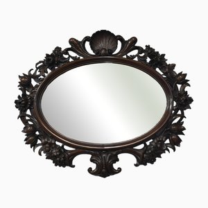 Specchio ovale vintage in mogano, fine XIX secolo