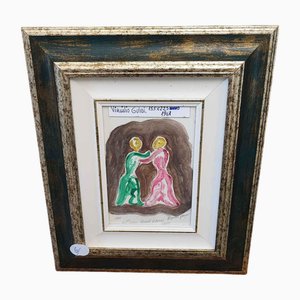 Virgilio Guidi, Figures, Oil on Canvas, Framed
