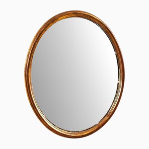 Miroir Ovale Doré en Bois, 1950s