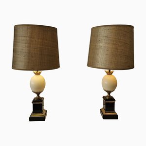 Lampe de Bureau Oeuf d'Autruche Hollywood Regency, 1970s