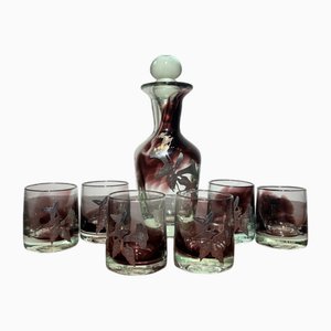 Crystal Glass Set by Jean Claude Novaro, Set of 7