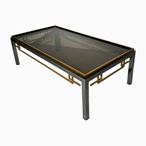 Brass and Chrome Glass Coffee Table, 1970s