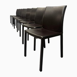 Leather Brown Dining Chairs, Set of 8