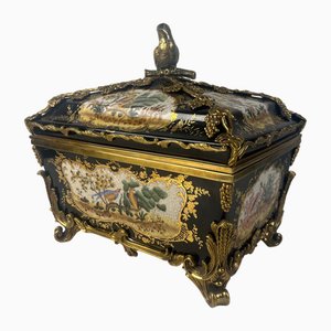 Box in Porcelain with Bronze Bird Theme Finish
