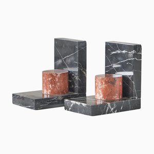 Fermalibri Art Deco in marmo, anni '40, set di 2
