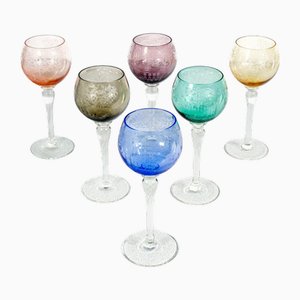 Cut Crystal Glasses from Bohemia, 1950s, Set of 6