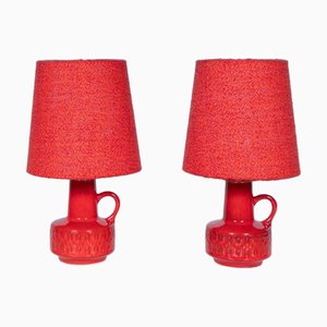Space Age Red Ceramic Table Lamp, 1970s