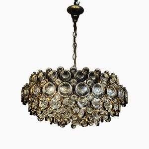 Large Gold-Plated Glass Lenses Chandelier from Palwa, Germany , 1960s