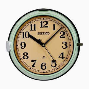 Grüne Vintage Wanduhr mit Schiffen von Seiko, 1970er
