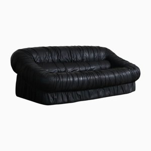 Vintage Black Leather Sofa by De Pas, D'Urbino and Lomazzi for Dalloca, 1970s