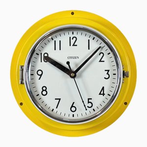 Vintage Yellow Ships Wall Clock from Citizen, 1970s