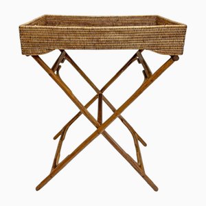 Rectangular Butler's Tray in Rattan with Bambo Support, 1990s
