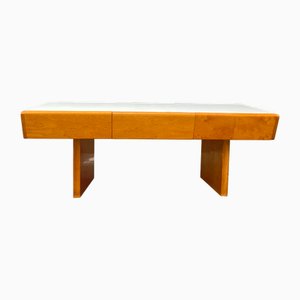 Vintage Wooden Low Console with Opaline Glass Top from Kovona, 1960s