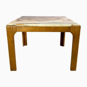 Mid-Century Couchtisch aus Eiche mit Marmorplatte, 1970er