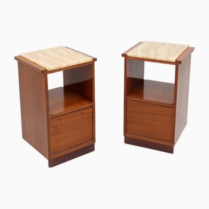 Comodini Art Déco con ripiano in marmo, Francia, anni '20, set di 2