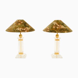Lampes de Bureau Vintage en Verre Acrylique, Italie, 1970s, Set de 2