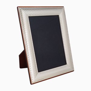 Versilberter italienischer Vintage Bilderrahmen mit Glas, 1960er
