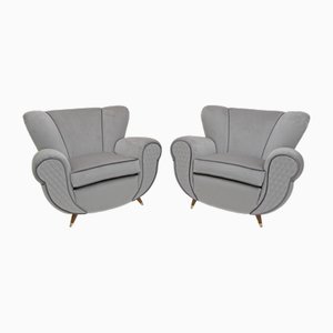Italienische Vintage Art Deco Samtstühle von Guglielmo Ulrich, 1940er, 2er Set