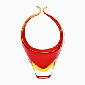 Red and Yellow Sommerso Murano Glass Vase by Flavio Poli, 1960s